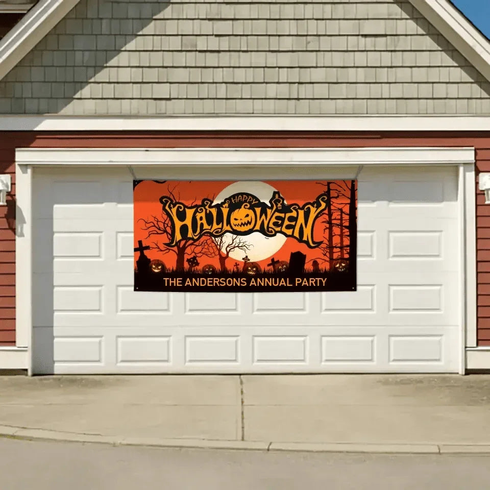 Custom Halloween Decoration Banner - Personalized Pumpkin Banner - Gift For Family,Friend,Children - Joliny