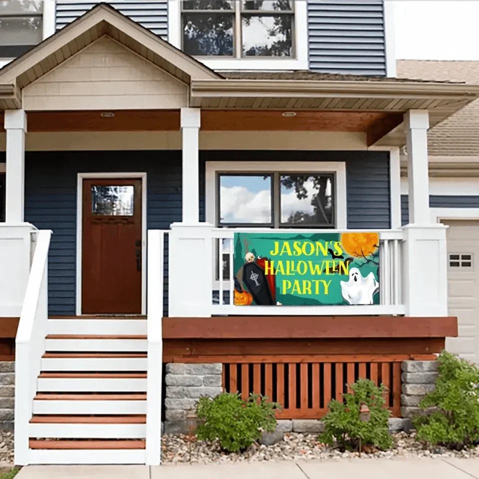 Custom Halloween Party Decoration Banner - Personalized Grave Ghost Banner - Halloween Party Supplies - Joliny