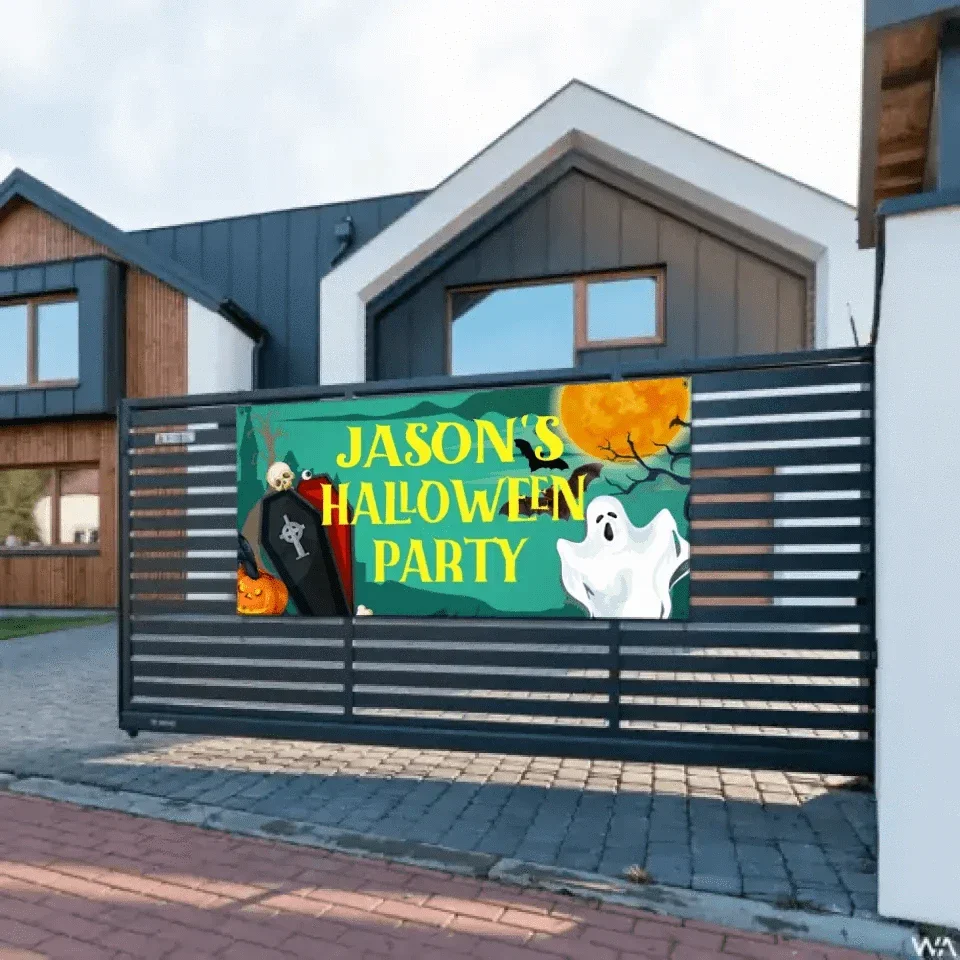 Custom Halloween Party Decoration Banner - Personalized Grave Ghost Banner - Halloween Party Supplies - Joliny