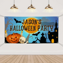 Custom Halloween Party Decoration Banner - Personalized Pumpkin Skull Bat Banner - Halloween Party Supplies - Joliny
