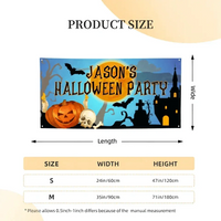Custom Halloween Party Decoration Banner - Personalized Pumpkin Skull Bat Banner - Halloween Party Supplies - Joliny