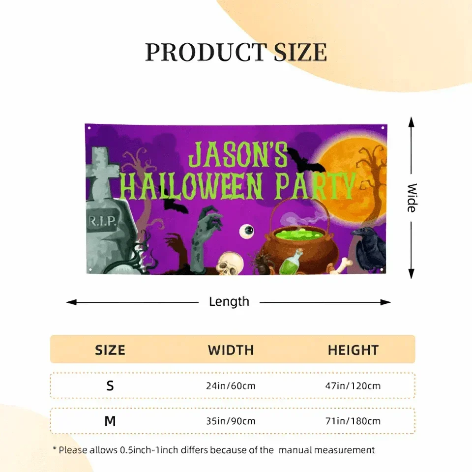 Custom Halloween Party Decoration Banner - Personalized Purple Horror Banner - Halloween Party Supplies - Joliny
