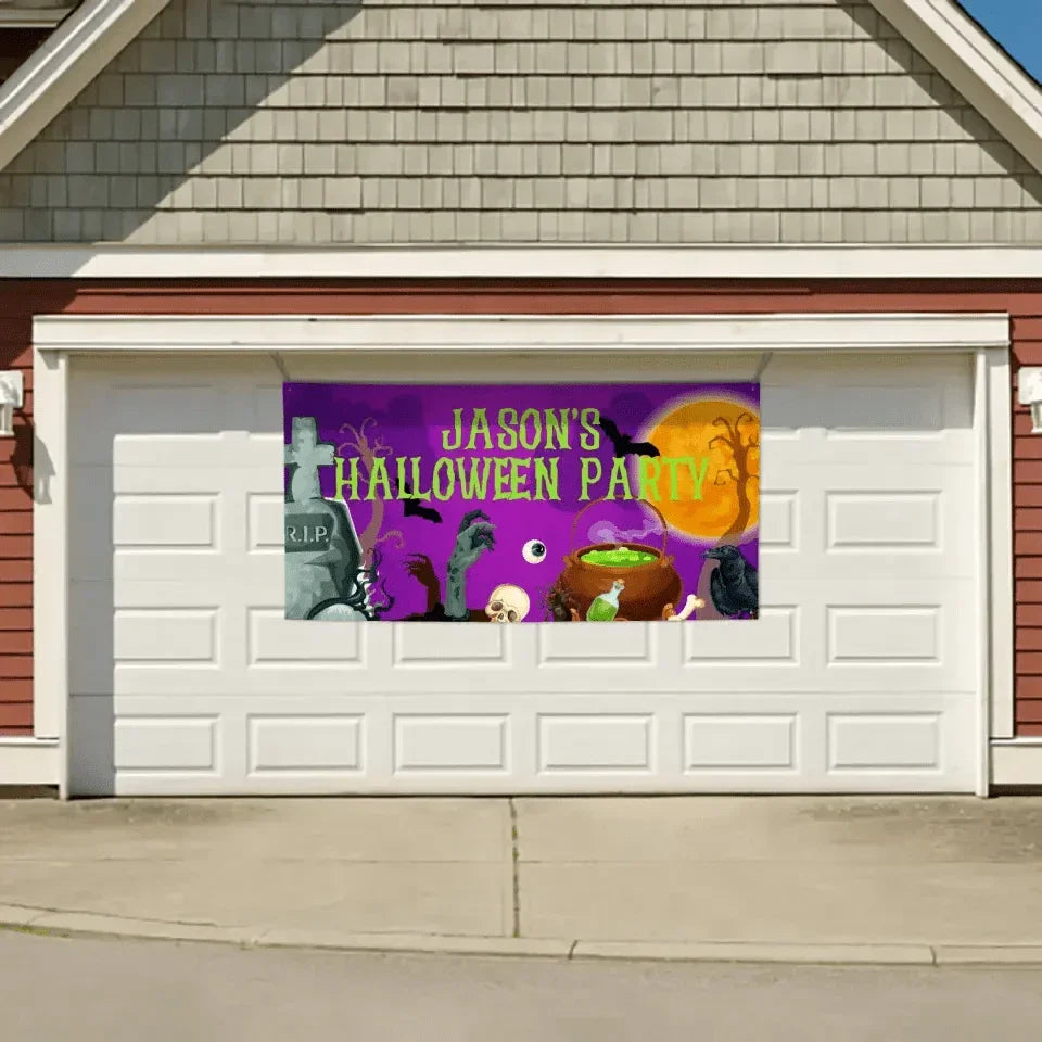 Custom Halloween Party Decoration Banner - Personalized Purple Horror Banner - Halloween Party Supplies - Joliny