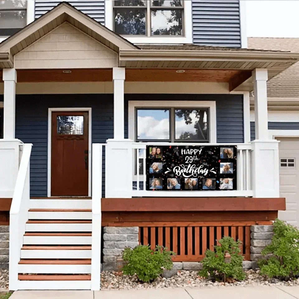 Custom Happy Birthday Banner, 9 Photos Birthday Banner - Joliny