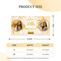 Custom Happy Birthday Banner Personalized Banners and Signs with Photo Name for Women Men Kids Party Decorations - Joliny
