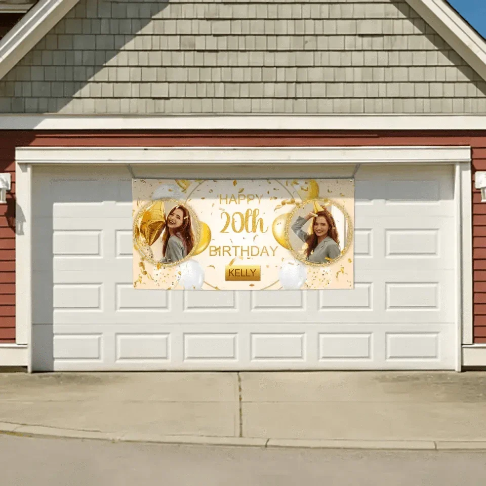 Custom Happy Birthday Banner Personalized Banners and Signs with Photo Name for Women Men Kids Party Decorations - Joliny