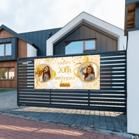 Custom Happy Birthday Banner Personalized Banners and Signs with Photo Name for Women Men Kids Party Decorations - Joliny