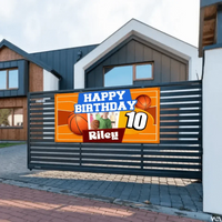 Custom Happy Birthday Banner - Personalized Basketball Banner - Gift For Children,Boy Girl Sports - Joliny