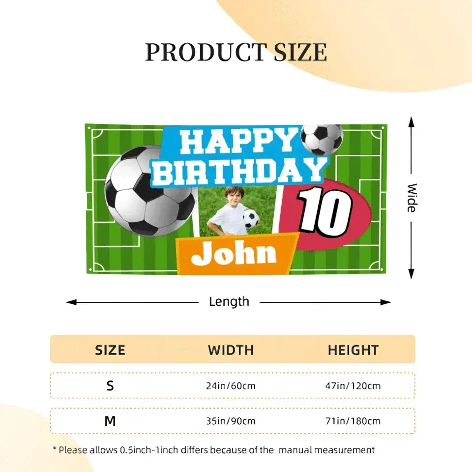 Custom Happy Birthday Banner - Personalized Soccer Banner - Gift For Children,Sports Enthusiasts - Joliny