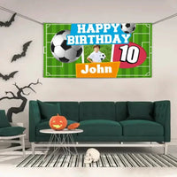 Custom Happy Birthday Banner - Personalized Soccer Banner - Gift For Children,Sports Enthusiasts - Joliny