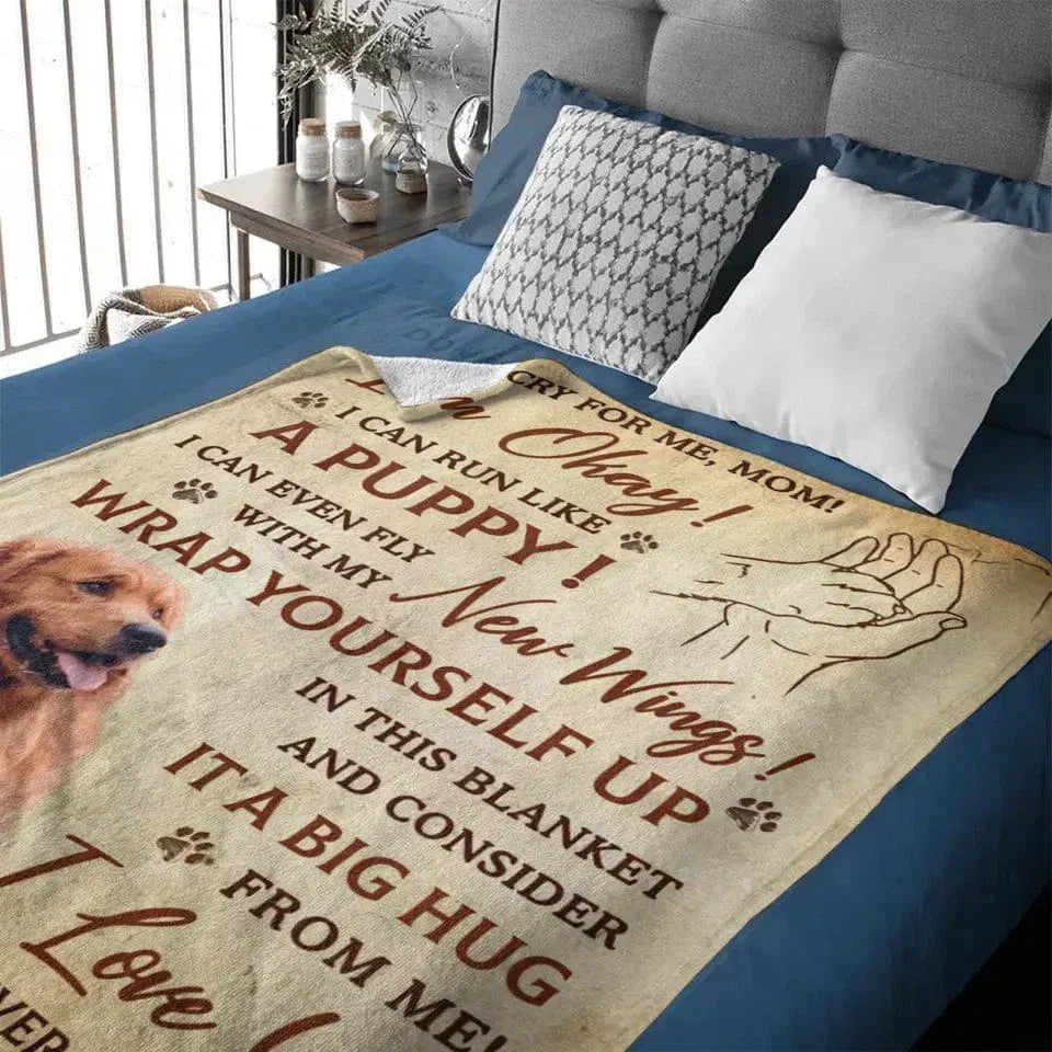 Custom Memorial Personalized Photo Blanket - Don't Cry For Me I'm Okay - Sympathy Gift For Pet Owners, Pet Lovers - Joliny