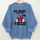 Customised My Heart Is On That Field Theme Clothes - Personalised Football Game Day Sweatshirt - A Gift for Players,Family,Friend - Joliny