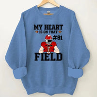 Customised My Heart Is On That Field Theme Clothes - Personalised Football Game Day Sweatshirt - A Gift for Players,Family,Friend - Joliny