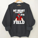 Customised My Heart Is On That Field Theme Clothes - Personalised Football Game Day Sweatshirt - A Gift for Players,Family,Friend - Joliny