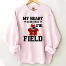 Customised My Heart Is On That Field Theme Clothes - Personalised Football Game Day Sweatshirt - A Gift for Players,Family,Friend - Joliny