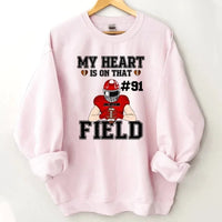 Customised My Heart Is On That Field Theme Clothes - Personalised Football Game Day Sweatshirt - A Gift for Players,Family,Friend - Joliny