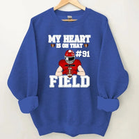 Customised My Heart Is On That Field Theme Clothes - Personalised Football Game Day Sweatshirt - A Gift for Players,Family,Friend - Joliny
