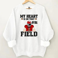 Customised My Heart Is On That Field Theme Clothes - Personalised Football Game Day Sweatshirt - A Gift for Players,Family,Friend - Joliny