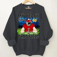 Customised My Heart Is On That Field Theme Clothes - Personalised Football Sweatshirt - Gifts for Football Fans - Joliny