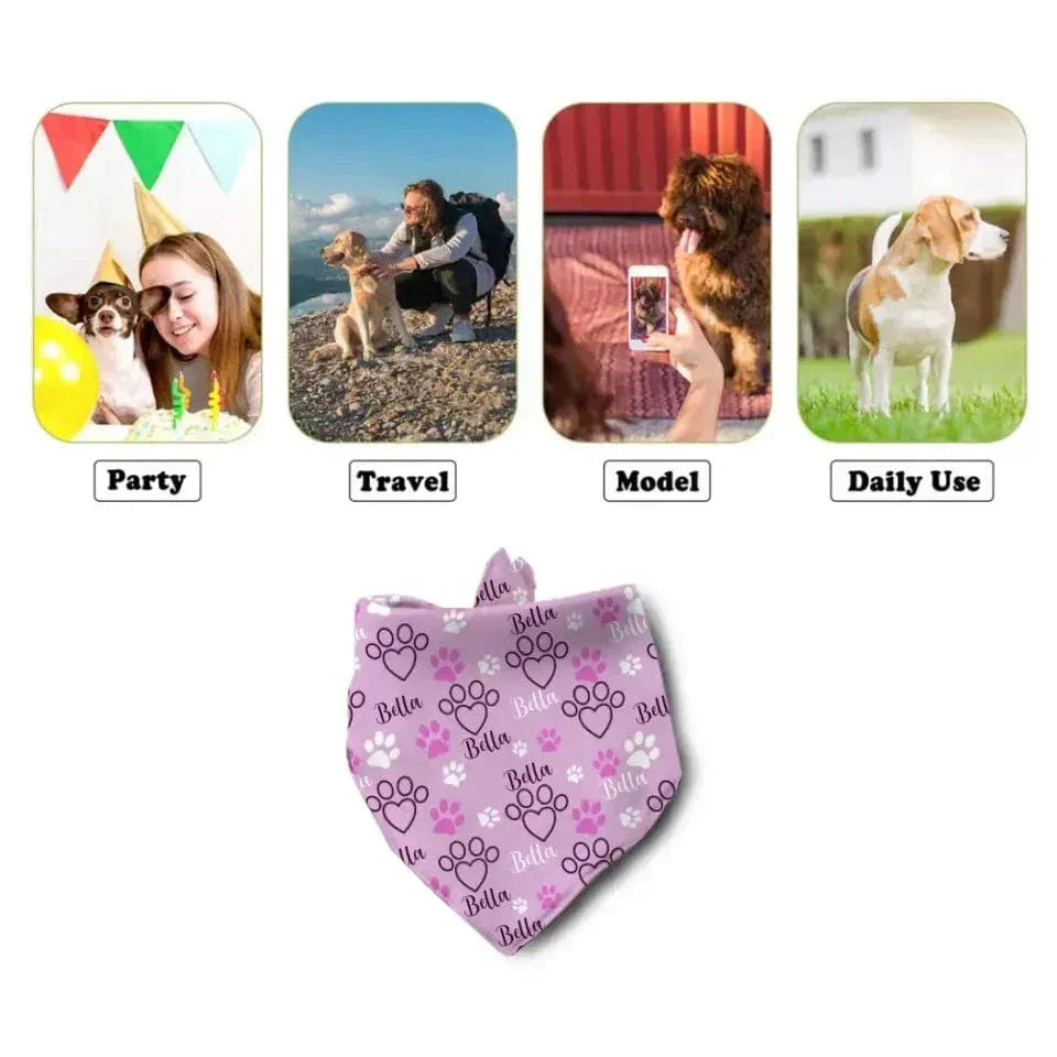 Custom Name Pet Scarf, Gift for Small Medium Large Dogs Cats Baby Puppy Pets Accessories - Joliny