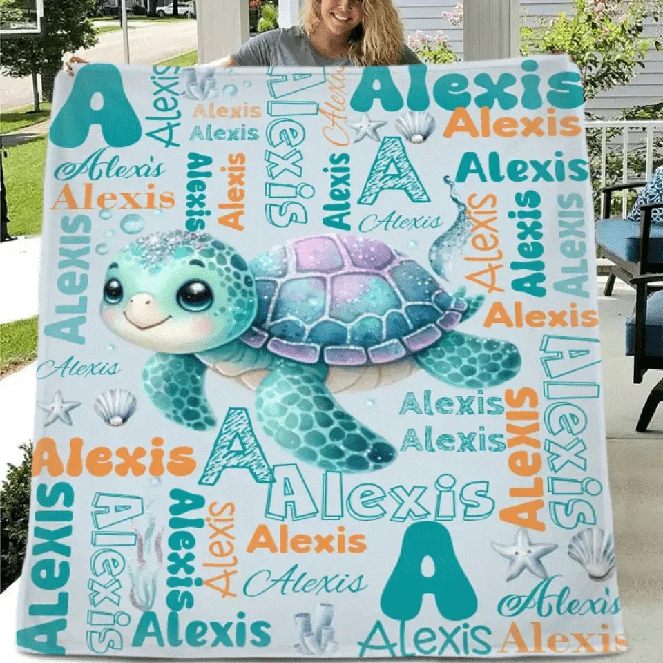 Custom Name Swaddle For Kids, Grandkids -Personalized Dinosaur Photo Blanket