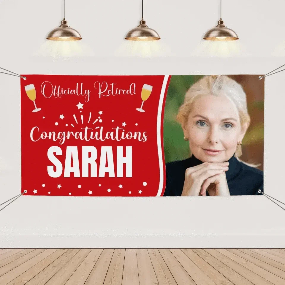 Custom Officially Retirement Banner - Personalized Congratulations Happy Retirement Banner Sign - Gift For Retirees - Joliny