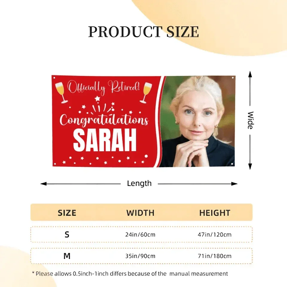 Custom Officially Retirement Banner - Personalized Congratulations Happy Retirement Banner Sign - Gift For Retirees - Joliny