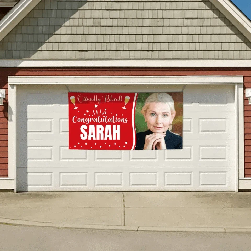 Custom Officially Retirement Banner - Personalized Congratulations Happy Retirement Banner Sign - Gift For Retirees - Joliny