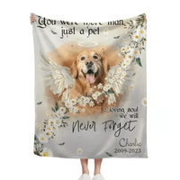 Custom Personalized Memorial Pet Photo Blanket - Memorial Gift Idea for Dog/Cat Owners - You Were More Than Just A Pet - Joliny