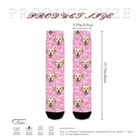 Custom Personalized Photo Pet Face Socks - Personalized Pet Photo Multi Color Paw Print and Bone Pattern Stockings - A Gift For Pet Lovers,Pet Owners - Joliny