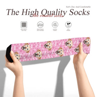 Custom Personalized Photo Pet Face Socks - Personalized Pet Photo Multi Color Paw Print and Bone Pattern Stockings - A Gift For Pet Lovers,Pet Owners - Joliny