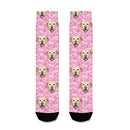 Custom Personalized Photo Pet Face Socks - Personalized Pet Photo Multi Color Paw Print and Bone Pattern Stockings - A Gift For Pet Lovers,Pet Owners - Joliny