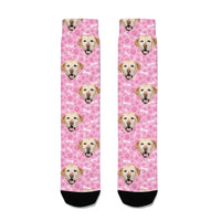 Custom Personalized Photo Pet Face Socks - Personalized Pet Photo Multi Color Paw Print and Bone Pattern Stockings - A Gift For Pet Lovers,Pet Owners - Joliny