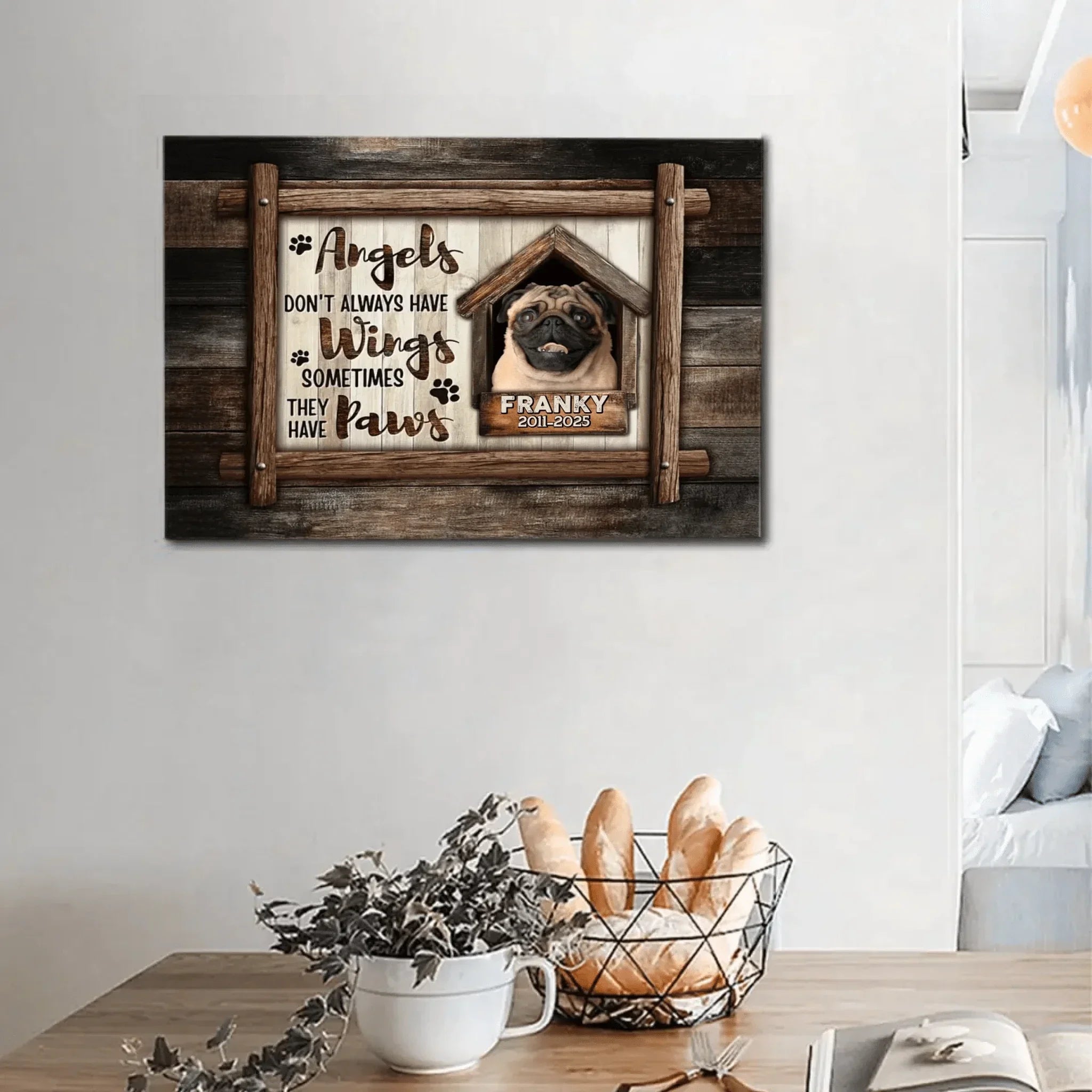 Custom Pet Memorial Wall Art - Personalized Decorative Painting of Pet's Photo,Name and Year - Gifts for Pet Lovers,Pet Owners