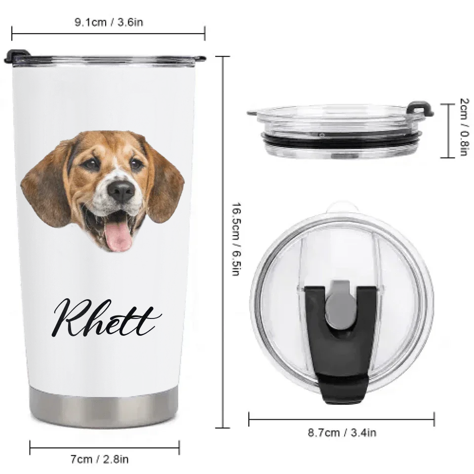 Custom Pet Themed Insulated Mugs - Personalized Pet Name and Photo Mug - Pet Lover Gifts - Joliny