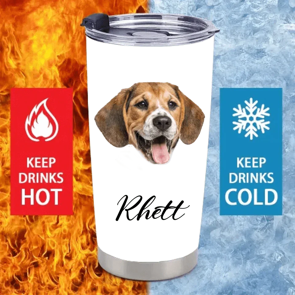 Custom Pet Themed Insulated Mugs - Personalized Pet Name and Photo Mug - Pet Lover Gifts - Joliny