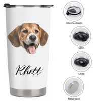 Custom Pet Themed Insulated Mugs - Personalized Pet Name and Photo Mug - Pet Lover Gifts - Joliny
