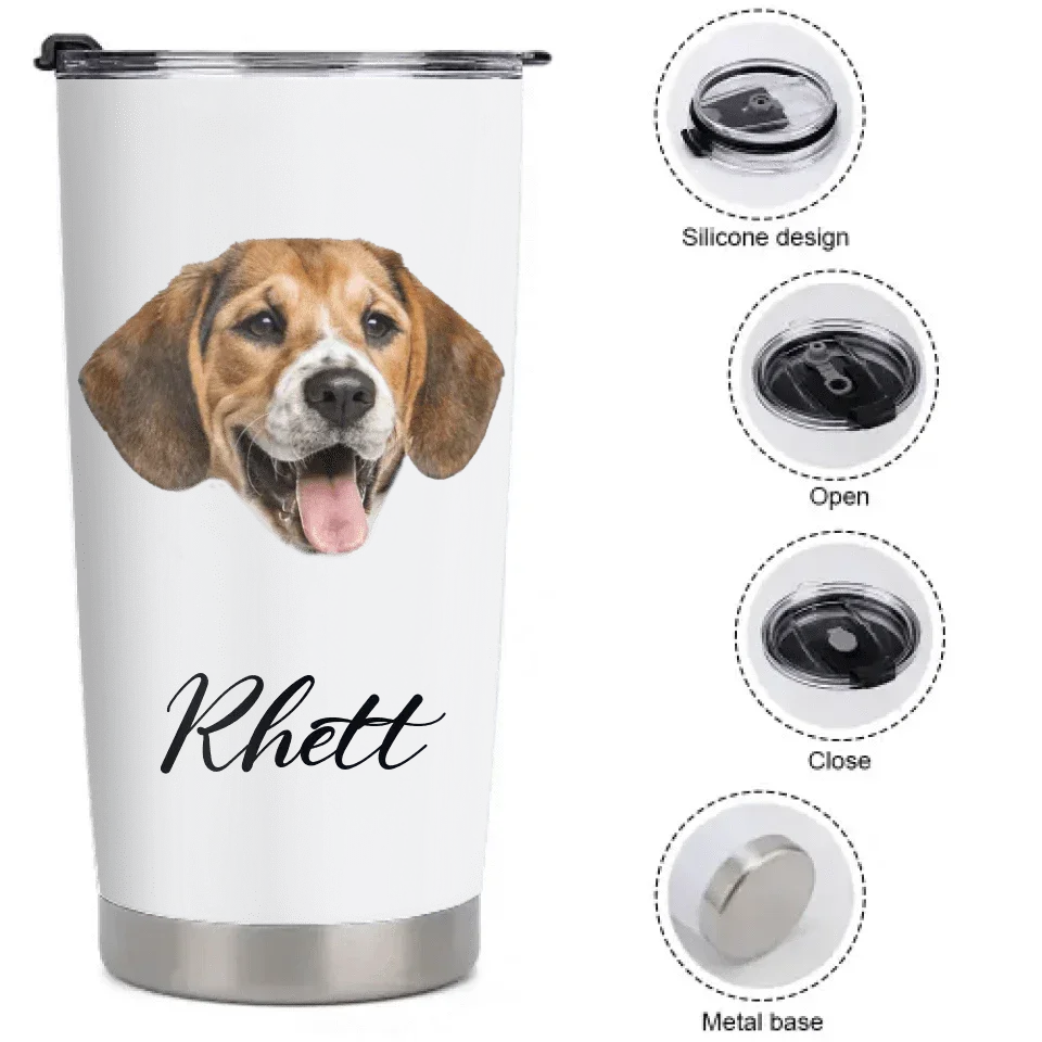 Custom Pet Themed Insulated Mugs - Personalized Pet Name and Photo Mug - Pet Lover Gifts - Joliny