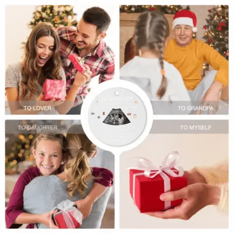 Custom Photo Baby Bump To Daddy, Mommy - Christmas Gift For New Parents - Personalized Circle Acrylic Ornament - Joliny