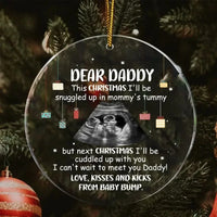Custom Photo Baby Bump To Daddy, Mommy - Christmas Gift For New Parents - Personalized Circle Acrylic Ornament - Joliny
