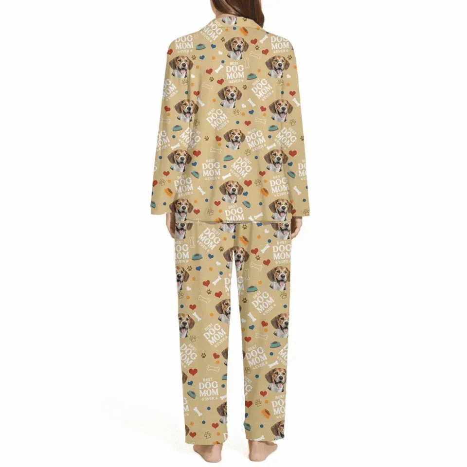 Custom Photo Best Dog Mom Dog Dad - Personalized Pajama Pants - Joliny