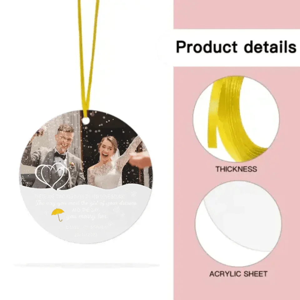 Custom Photo Crystal Ornament For Newly Wedded Couple - There Are Two Big Days In Any Love Story - Joliny