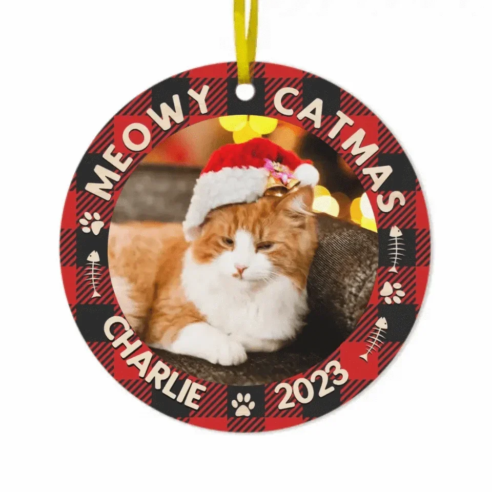Custom Photo First Christmas - Dog & Cat & Baby Personalized Custom Acrylic Ornament - Christmas Gift For Family - Joliny