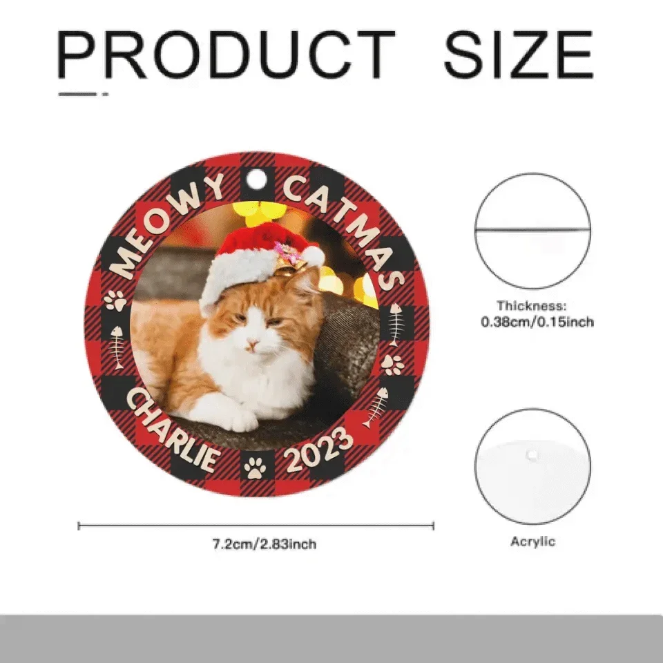 Custom Photo First Christmas - Dog & Cat & Baby Personalized Custom Acrylic Ornament - Christmas Gift For Family - Joliny