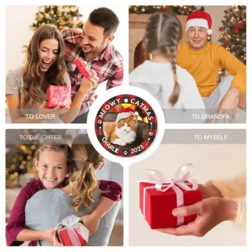 Custom Photo First Christmas - Dog & Cat & Baby Personalized Custom Acrylic Ornament - Christmas Gift For Family - Joliny