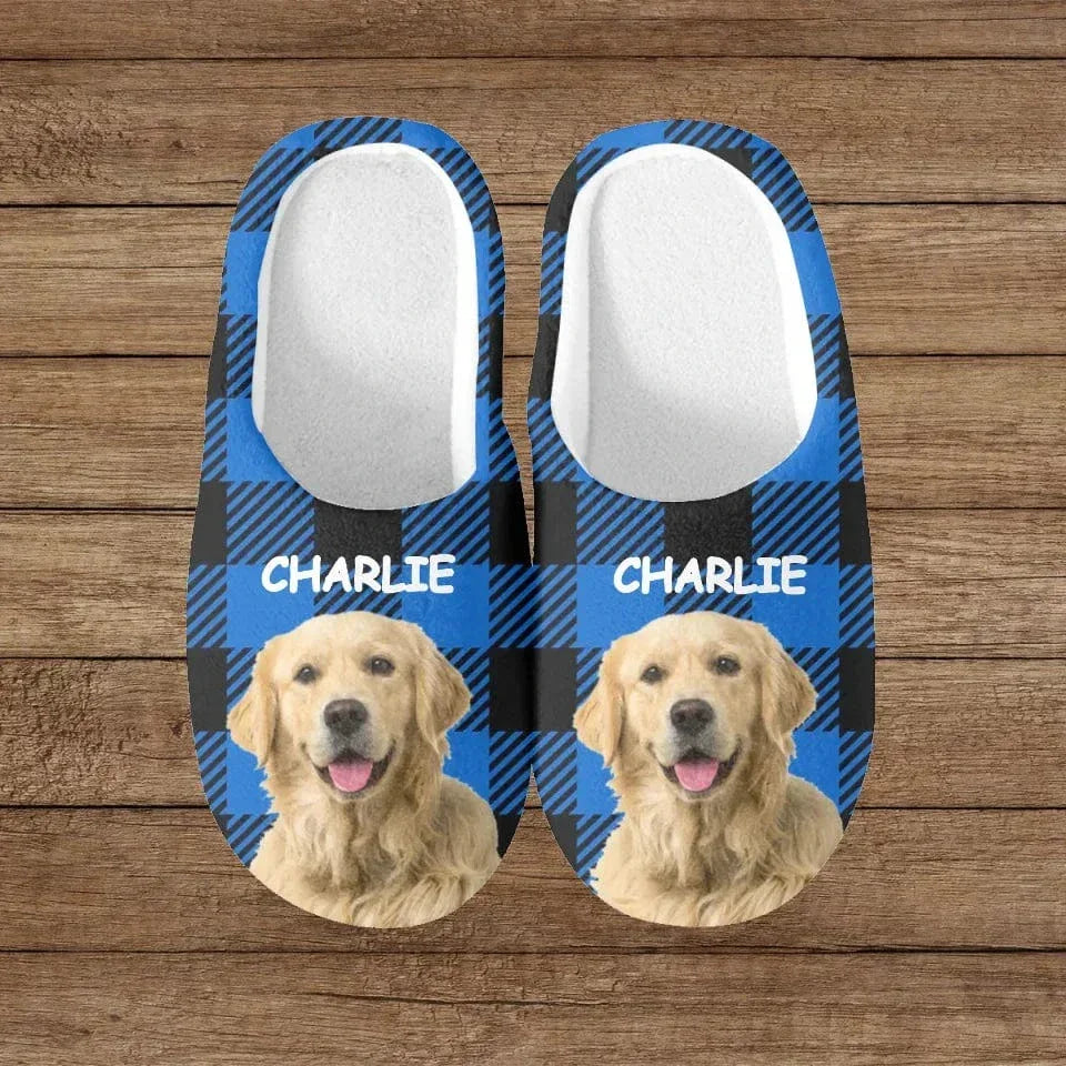 Custom Photo Happiness Is A Warm Puppy - Dog & Cat Personalized Custom Fluffy Slippers - Gift For Pet Owners, Pet Lovers