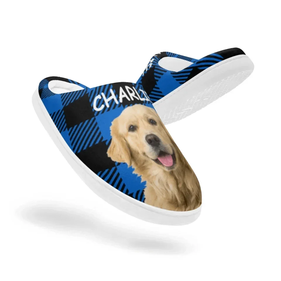 Custom Photo Happiness Is A Warm Puppy - Dog & Cat Personalized Custom Fluffy Slippers - Gift For Pet Owners, Pet Lovers - Joliny