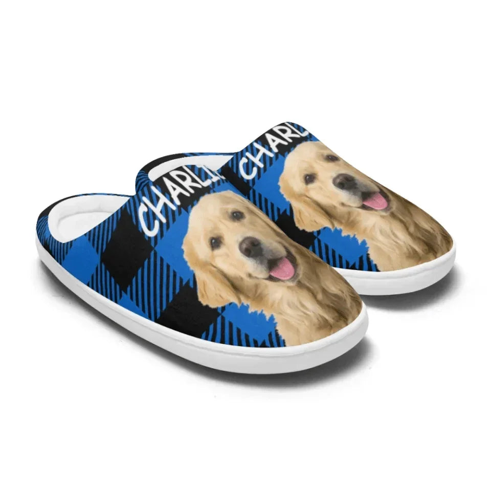 Custom Photo Happiness Is A Warm Puppy - Dog & Cat Personalized Custom Fluffy Slippers - Gift For Pet Owners, Pet Lovers