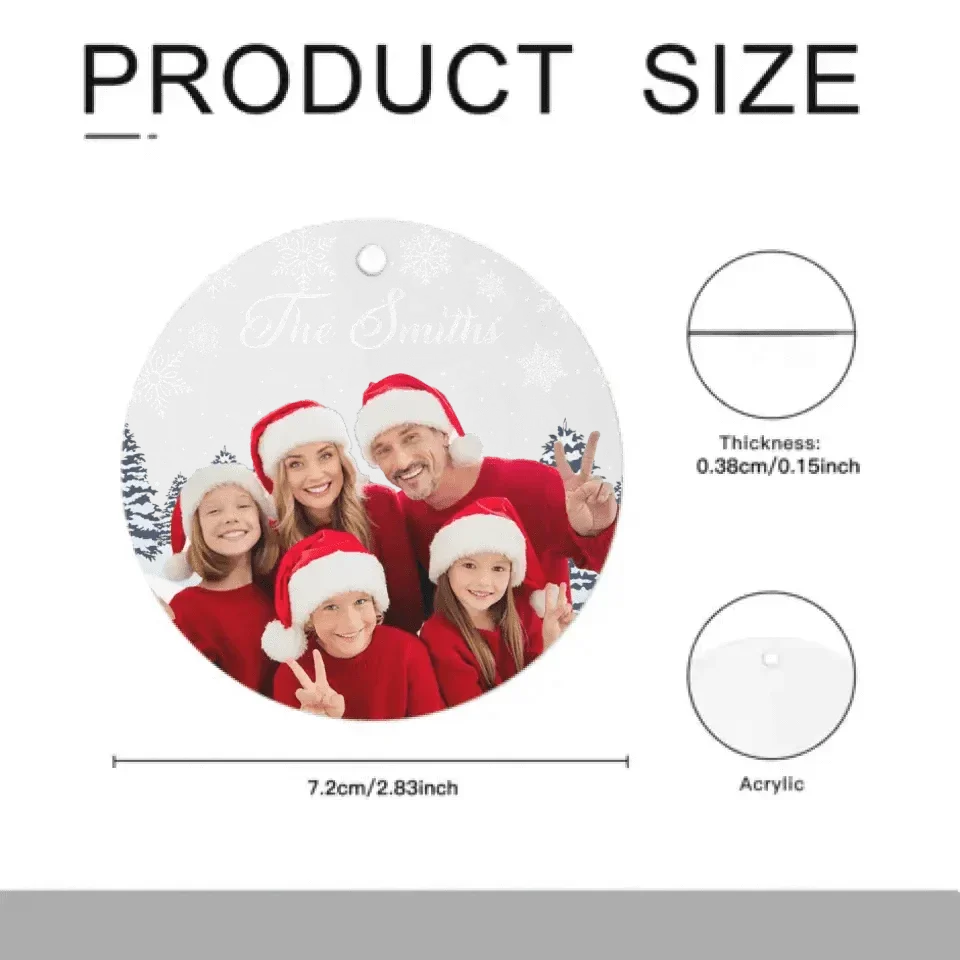 Custom Photo Inserted Family Christmas Personalized Acrylic Ornament - Joliny