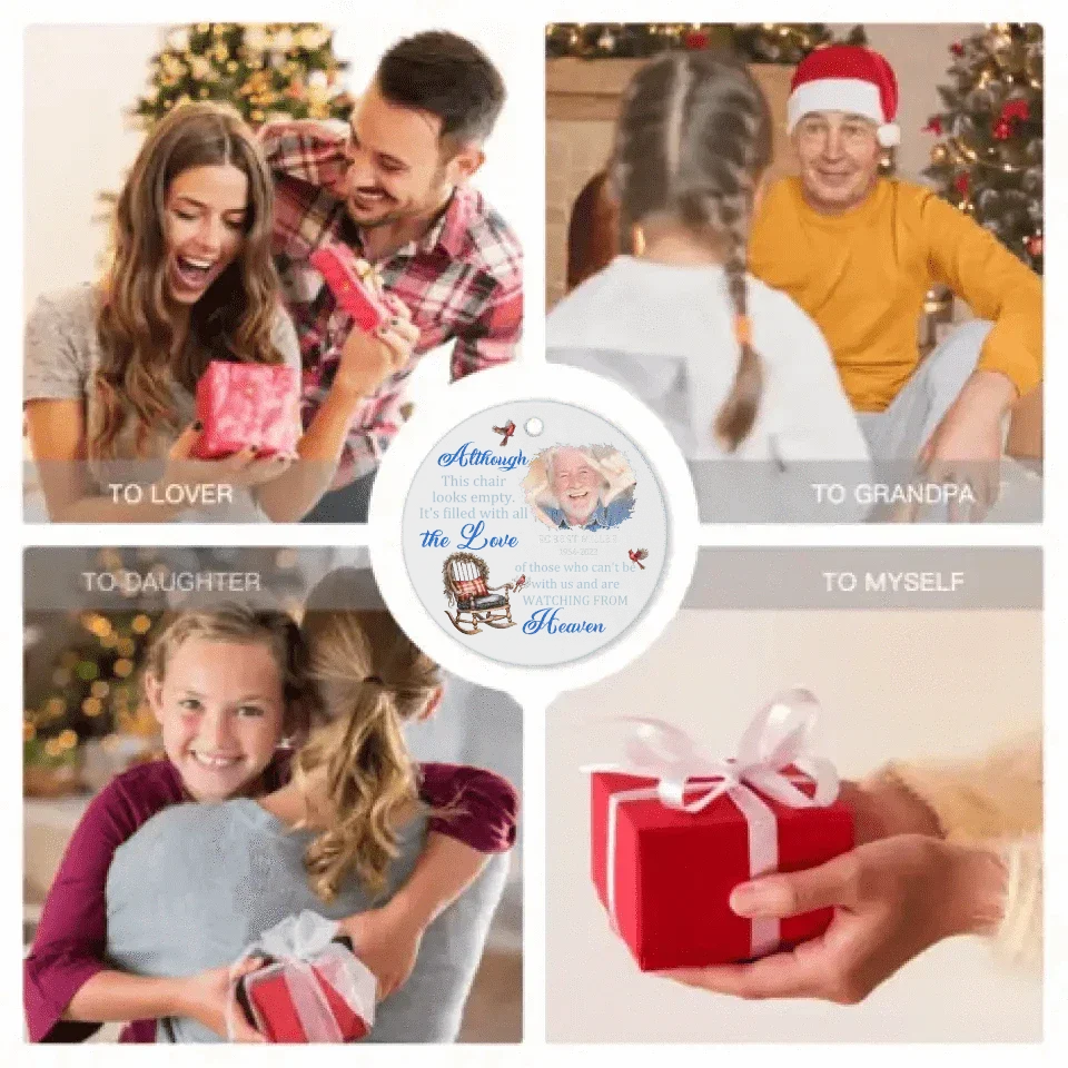 Custom Photo Memorial Ornament - Sympathy Gift For Family Members - It's Filled With All The Love - Joliny